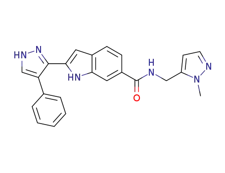 2-(4-phenyl-1H-pyrazol-3-yl)-1H-indole-6-carboxylic acid (2-methyl-2H-pyrazol-3-ylmethyl)amide