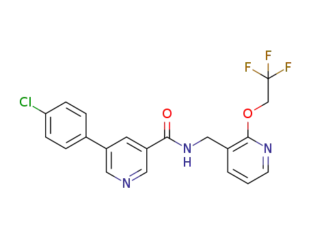 Molecular Structure of 1026822-49-0 (5-(4-chlorophenyl)-N-((2-(2,2,2-trifluoroethoxy)pyridin-3-yl)methyl)nicotinamide)
