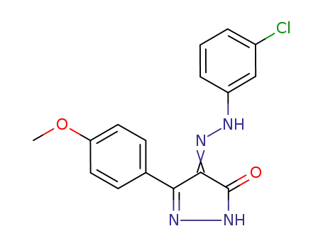 Molecular Structure of 496932-72-0 (1H-Pyrazole-4,5-dione, 3-(4-methoxyphenyl)-,
4-[(3-chlorophenyl)hydrazone])