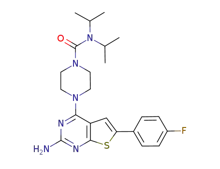 4-(2-amino-6-(4-fluorophenyl)thieno[2,3-d]pyrimidin-4-yl)-N,N-diisopropylpiperazine-1-carboxamide