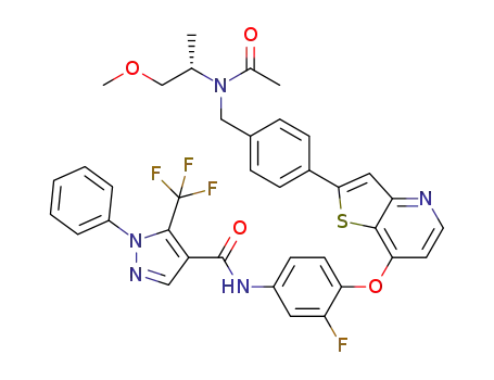 (S)-N-(3-fluoro-4-(2-(4-((N-(1-methoxypropan-2-yl)acetamido)methyl)phenyl)thieno[3,2-b]pyridin-7-yloxy)phenyl)-1-phenyl-5-(trifluoromethyl)-1H-pyrazole-4-carboxamide