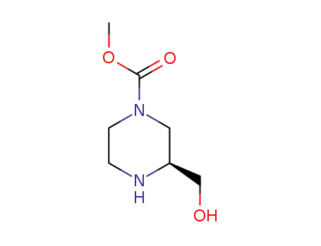Molecular Structure of 126766-61-8 (1-Piperazinecarboxylicacid,3-(hydroxymethyl)-,methylester,(S)-(9CI))
