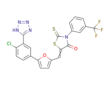 5-((5-(4-chloro-3-(1H-tetrazol-5-yl)phenyl)furan-2-yl)methylene)-2-thioxo-3-(3-(trifluoromethyl)phenyl)thiazolidin-4-one