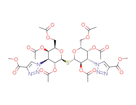 Molecular Structure of 869957-51-7 (di(2,4,6-tri-O-acetyl-3-deoxy-3-(4-(methoxycarbonyl)-1H-1,2,3-triazol-1-yl)-β-D-galactopyranosyl)sulfane)