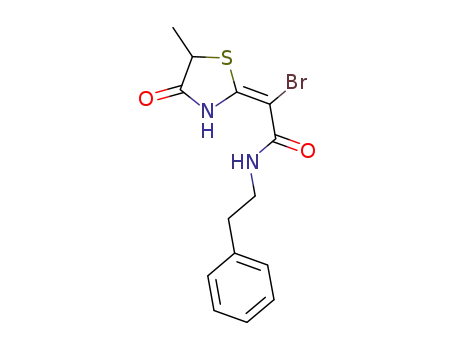 (Z)-2-bromo-2-(5-methyl-4-oxothiazolidin-2-ylidene)-N-(2-phenylethyl)ethanamide