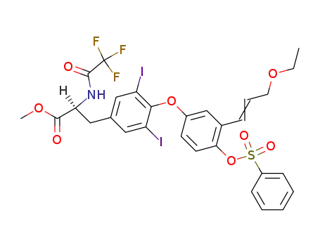 (S)-3-{4-[4-Benzenesulfonyloxy-3-((E)-3-ethoxy-propenyl)-phenoxy]-3,5-diiodo-phenyl}-2-(2,2,2-trifluoro-acetylamino)-propionic acid methyl ester