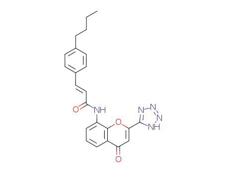 Molecular Structure of 110683-52-8 (2-Propenamide,
3-(4-butylphenyl)-N-[4-oxo-2-(1H-tetrazol-5-yl)-4H-1-benzopyran-8-yl]-)