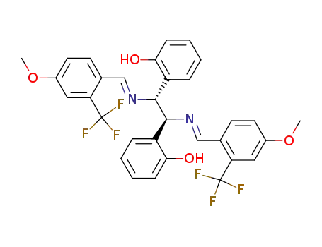 Molecular Structure of 111086-65-8 (Phenol,
2,2'-[1,2-bis[[[4-methoxy-2-(trifluoromethyl)phenyl]methylene]amino]-1,2-
ethanediyl]bis-)