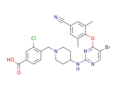4-{4-[5-Bromo-4-(4-cyano-2,6-dimethyl-phenoxy)-pyrimidin-2-ylamino]-piperidin-1-ylmethyl}-3-chloro-benzoic acid