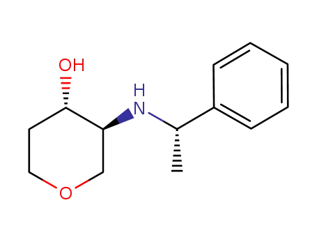Molecular Structure of 1240390-30-0 ((3R,4R)-3-(((R)-1-phenylethyl)amino)tetrahydro-2H-pyran-4-ol)