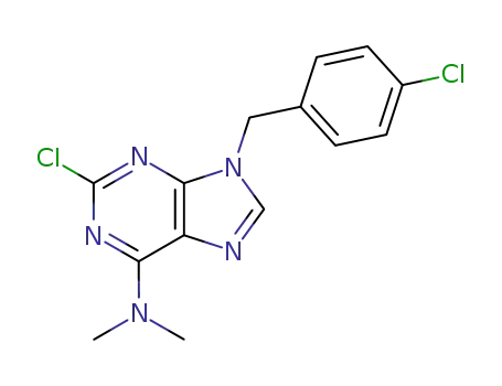 Molecular Structure of 115204-54-1 (2-chloro-9-(4-chlorobenzyl)-N,N-dimethyl-9H-purin-6-amine)