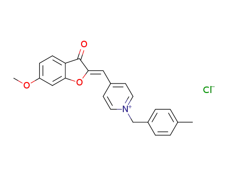 Molecular Structure of 1250364-37-4 ((Z)-1-(4-methylbenzyl)-4-((6-methoxy-3-oxobenzofuran-2(3H)-ylidene)methyl)pyridinium chloride)