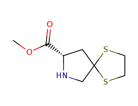 Molecular Structure of 83507-83-9 (1,4-Dithia-7-azaspiro[4.4]nonane-8-carboxylic acid, methyl ester, (S)-)