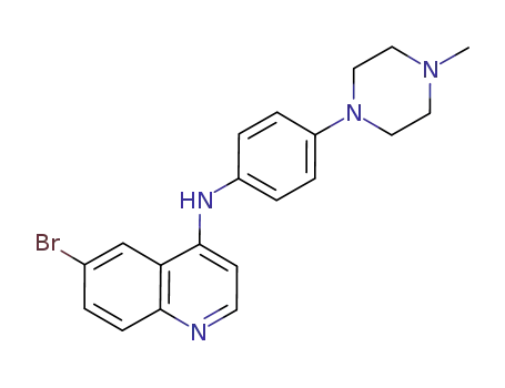 Molecular Structure of 144653-40-7 (4-Quinolinamine, 6-bromo-N-[4-(4-methyl-1-piperazinyl)phenyl]-)