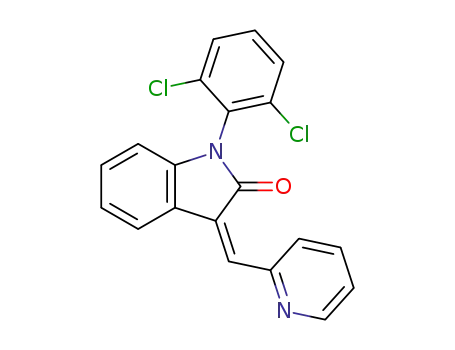 Molecular Structure of 1257095-19-4 ((Z)-1-(2,6-dichlorophenyl)-3-((pyridin-2-yl)-methylene)indolin-2-one)