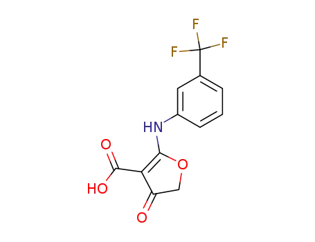 Molecular Structure of 106212-56-0 (3-Furancarboxylic acid,
4,5-dihydro-4-oxo-2-[[3-(trifluoromethyl)phenyl]amino]-)