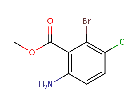 Molecular Structure of 147150-14-9 (6-Amino-2-bromo-3-chloro-benzoic acid methyl ester)