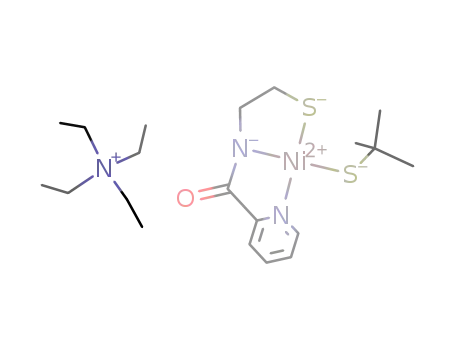 Molecular Structure of 1162648-56-7 ([Ni(tert-butylthiolato)(N-2-(mercaptoethyl)picolinamide(-2H))][NEt<sub>4</sub>])