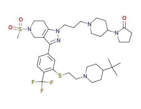1-{1-[3-(3-{3-[2-(4-tert-Butyl-piperidin-1-yl)-ethylsulfanyl]-4-trifluoromethyl-phenyl}-5-methanesulfonyl-4,5,6,7-tetrahydro-pyrazolo[4,3-c]pyridin-1-yl)-propyl]-piperidin-4-yl}-pyrrolidin-2-one