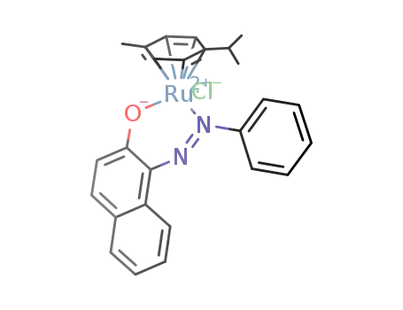 Molecular Structure of 381227-08-3 ((η6-p-cymene)RuClC10H6ON2Ph)