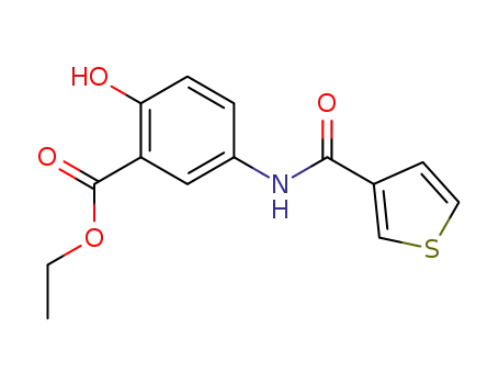 Molecular Structure of 90055-94-0 (Benzoic acid, 2-hydroxy-5-[(3-thienylcarbonyl)amino]-, ethyl ester)