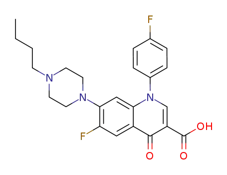 Molecular Structure of 98106-46-8 (1-(p-fluorophenyl)-6-fluoro-7-(4-butyl-1-piperazinyl)-1,4-dihydro-4-oxoquinoline-3-carboxylic acid)