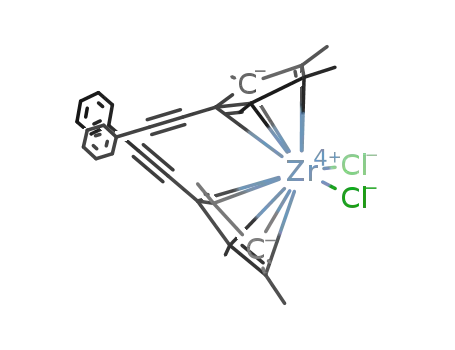 Molecular Structure of 1296275-65-4 ((η5-(1,2,3,5-Me4-4-(PhCC)C5))2ZrCl2)