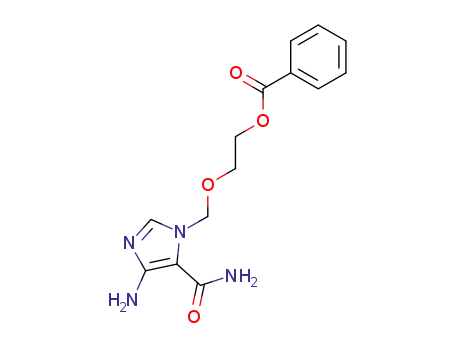 Molecular Structure of 96445-86-2 (2-<(4-amino-5-carbamoyl-1H-imidazol-1-yl)methoxy>ethyl benzoate)