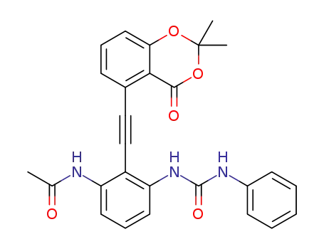 N-(2-((2,2-dimethyl-4-oxo-4H-benzo[d][1,3]dioxin-5-yl)ethynyl)-3-(3-phenylureido)phenyl)acetamide