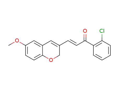 Molecular Structure of 1229681-40-6 ((E)-1-(2-chlorophenyl)-3-(6-methoxy-2H-chromen-3-yl)prop-2-en-1-one)
