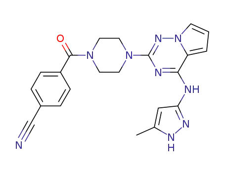 4-((4-(4-((5-methyl-1H-pyrazol-3-yl)amino)pyrrolo[2,1-f][1,2,4]triazin-2-yl)-1-piperazinyl)carbonyl)benzonitrile
