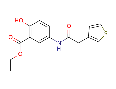 Molecular Structure of 90056-03-4 (Benzoic acid, 2-hydroxy-5-[(3-thienylacetyl)amino]-, ethyl ester)