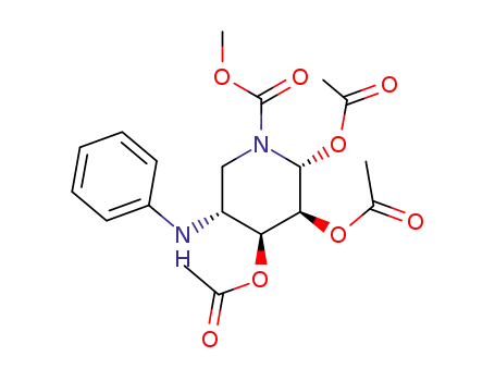 1,2,3-tri-O-acetyl-4,5-dideoxy-5-(methoxycarbonyl)amino-4-(phenylamino)-αβ-DL-lyxopyranose