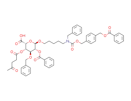 4-(phenylcarboxymethyl)benzyl N-benzyl-N-(5-((3-O-benzyl-2-O-benzoyl-4-O-levulinoyl-α-L-idopyranosyloxy)uronate)pentyl)carbamate