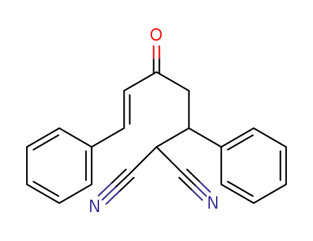 Molecular Structure of 1323956-89-3 ((E)-2-(3-oxo-1,5-diphenylpent-4-enyl)malononitrile)