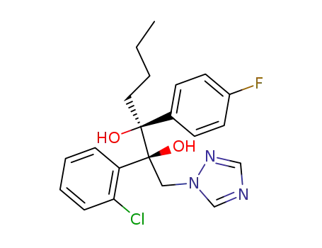 Molecular Structure of 107680-24-0 ((2R,3S)-2-(2-chlorophenyl)-3-(4-fluorophenyl)-1-(1H-1,2,4-triazol-1-yl)heptane-2,3-diol)