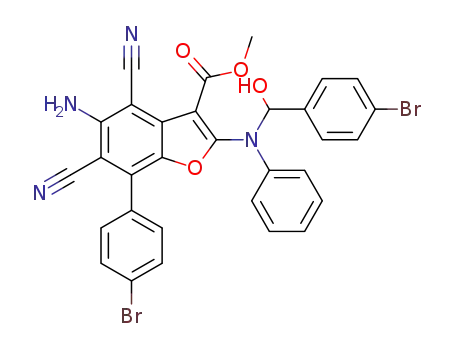 methyl 5-amino-7-(p-bromophenyl)-2-{[p-bromophenyl(hydroxy)methyl](phenyl)amino}-4,6-di-cyano-1-benzofuran-3-carboxylate