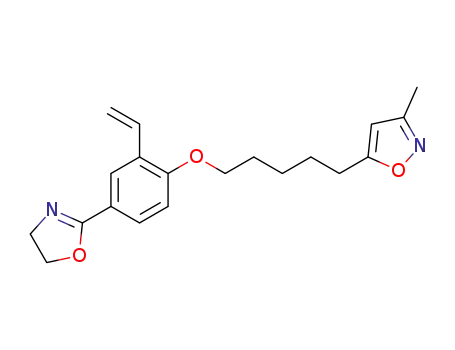 Molecular Structure of 105663-64-7 (5-{5-[4-(4,5-dihydro-1,3-oxazol-2-yl)-2-ethenylphenoxy]pentyl}-3-methylisoxazole)