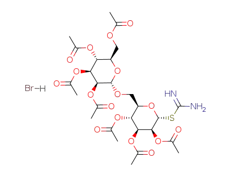 Acetic acid (2R,3S,4S,5R,6R)-3,5-diacetoxy-2-carbamimidoylsulfanyl-6-((2S,3S,4S,5R,6R)-3,4,5-triacetoxy-6-acetoxymethyl-tetrahydro-pyran-2-yloxymethyl)-tetrahydro-pyran-4-yl ester; hydrobromide