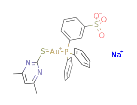 [Au(SC<sub>4</sub>HN<sub>2</sub>Me<sub>2</sub>)(sodium triphenylphosphane monosulfonate)]