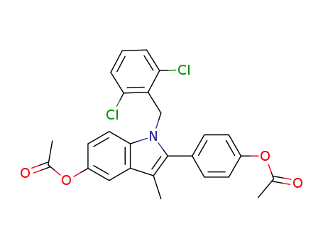 Molecular Structure of 104599-32-8 (1H-Indol-5-ol,
2-[4-(acetyloxy)phenyl]-1-[(2,6-dichlorophenyl)methyl]-3-methyl-, acetate
(ester))