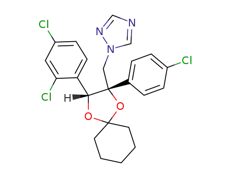 Molecular Structure of 107679-90-3 (1-{[(4S,5R)-4-(4-chlorophenyl)-5-(2,4-dichlorophenyl)-2-pentyl-1,3-dioxolan-4-yl]methyl}-1H-1,2,4-triazole)