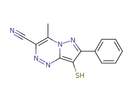 Molecular Structure of 87119-61-7 (Pyrazolo[5,1-c][1,2,4]triazine-3-carbonitrile,
8-mercapto-4-methyl-7-phenyl-)