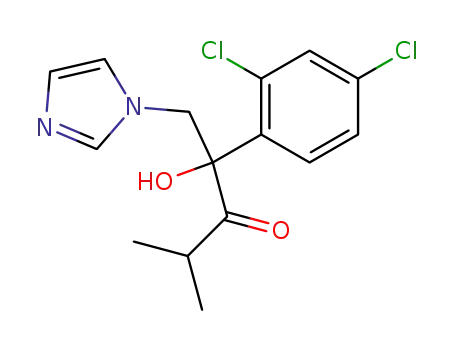 Molecular Structure of 107659-24-5 (2-(2,4-dichlorophenyl)-2-hydroxy-1-(1H-imidazol-1-yl)-4-methylpentan-3-one)