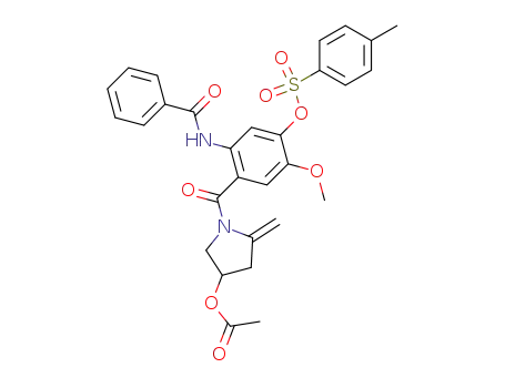 Molecular Structure of 89625-56-9 (Benzamide,
N-[2-[[4-(acetyloxy)-2-methylene-1-pyrrolidinyl]carbonyl]-4-methoxy-5-[[(
4-methylphenyl)sulfonyl]oxy]phenyl]-, (R)-)