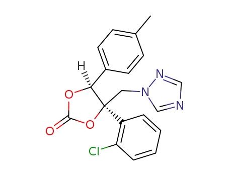 Molecular Structure of 107659-78-9 ((4S,5R)-4-(2-chlorophenyl)-5-(4-methylphenyl)-4-(1H-1,2,4-triazol-1-ylmethyl)-1,3-dioxolan-2-one)