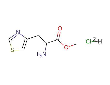 Molecular Structure of 100002-74-2 (2-Amino-3-thiazol-4-yl-propionic acid methyl ester; hydrochloride)
