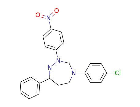 Molecular Structure of 1325232-95-8 (3,4,5,6-tetrahydro-4-(p-chlorophenyl)-2-(p-nitrophenyl)-7-phenyl-2H-1,2,4-triazepine)