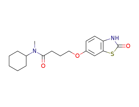 Molecular Structure of 105763-66-4 (Butanamide,
N-cyclohexyl-4-[(2,3-dihydro-2-oxo-6-benzothiazolyl)oxy]-N-methyl-)