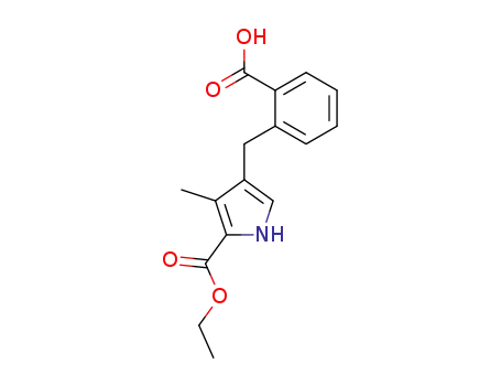 Molecular Structure of 151646-82-1 (2-<<2-(ethoxycarbonyl)-3-methyl-1H-pyrrol-4-yl>methyl>benzoic acid)